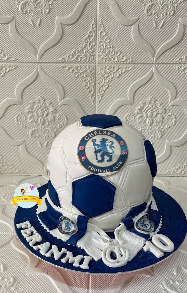 45 Awesome Football Birthday Cake Ideas : 8” peachy pink Chelsea themed cake