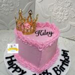Pink Heart Buttercream with Gold Tiara Theme Cake